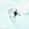 Elegant Natural Blue Stone Adjustable Hummingbird Rings for Women Glass Filled Rings Female Engagement Wedding Party Jewelry