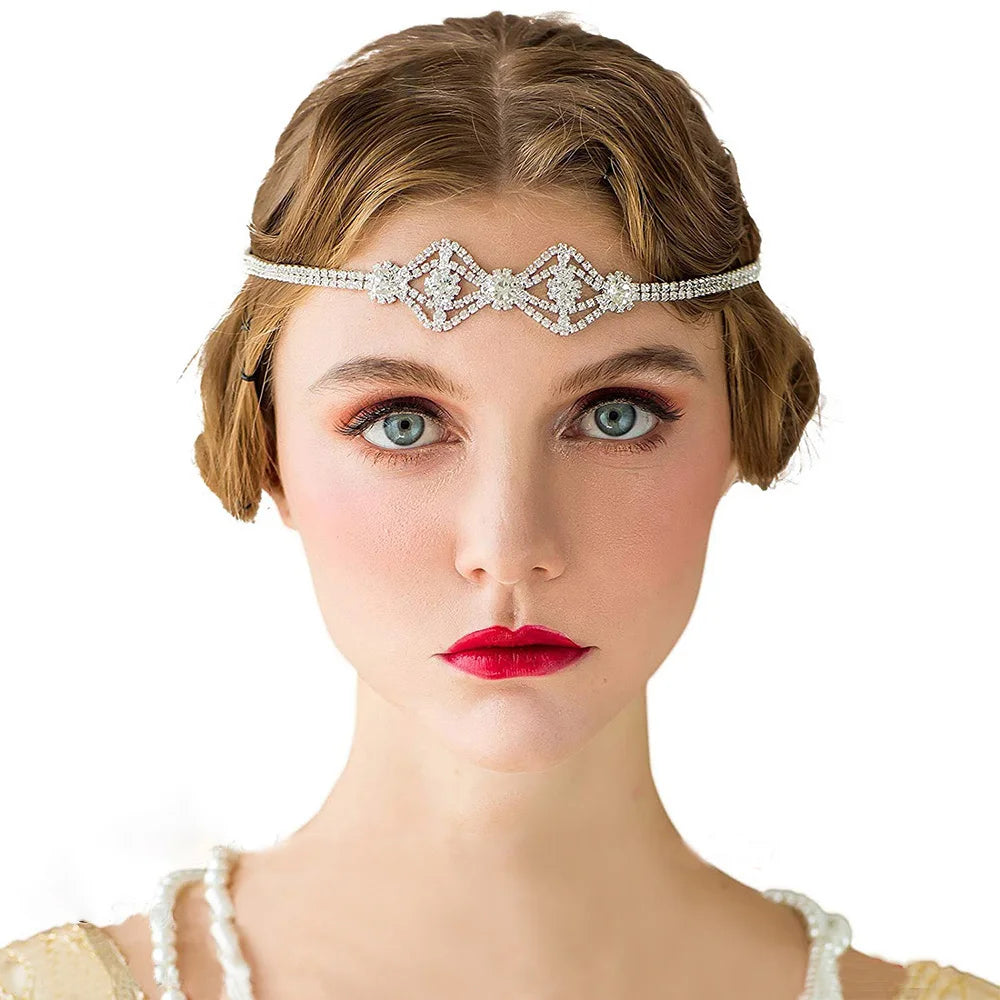 Elegant Rhinestone Demon Eye Bridal Forehead Head Chain Headband Jewelry for Women Luxury Crystal Eyebrow Hair Chain Headpiece