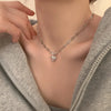Elegant White Imitation Love Splicing Pearl Choker Necklace Big Round Pearl Wedding Necklace for Women Charm Jewelry