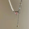 Elegant White Imitation Love Splicing Pearl Choker Necklace Big Round Pearl Wedding Necklace for Women Charm Jewelry