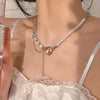 Elegant White Imitation Love Splicing Pearl Choker Necklace Big Round Pearl Wedding Necklace for Women Charm Jewelry