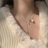 Elegant White Imitation Love Splicing Pearl Choker Necklace Big Round Pearl Wedding Necklace for Women Charm Jewelry