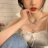 Elegant White Imitation Love Splicing Pearl Choker Necklace Big Round Pearl Wedding Necklace for Women Charm Jewelry