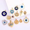 Evil Eye Charm Pendant,18K Real Gold Plated Cubic Zirconia CZ Paved Religours , Jewelry Necklace Bracelet Accessories Supplies