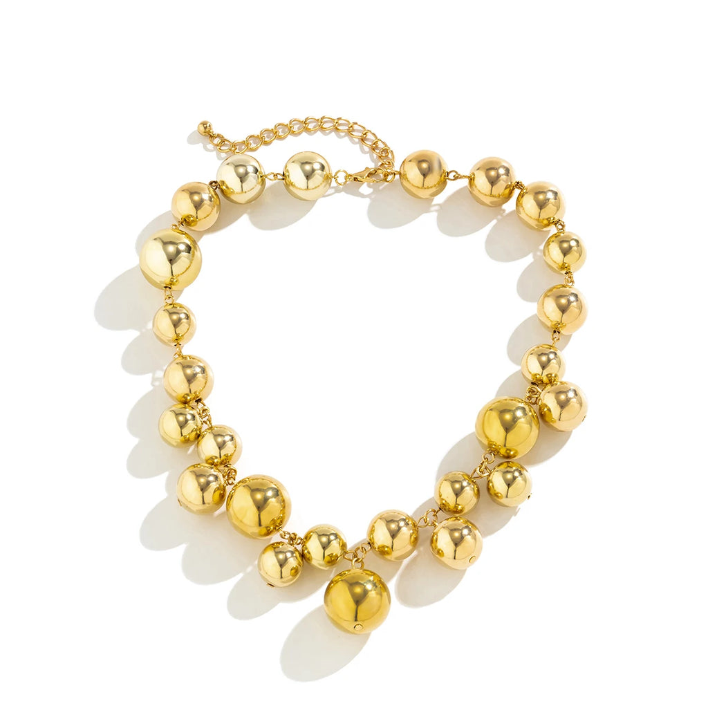 Exaggerated Acrylic CCB Big Ball Bead Chain Necklace for Women Wed Vintage Chunky Clavicle Chain Grunge Jewelry Steampunk Men
