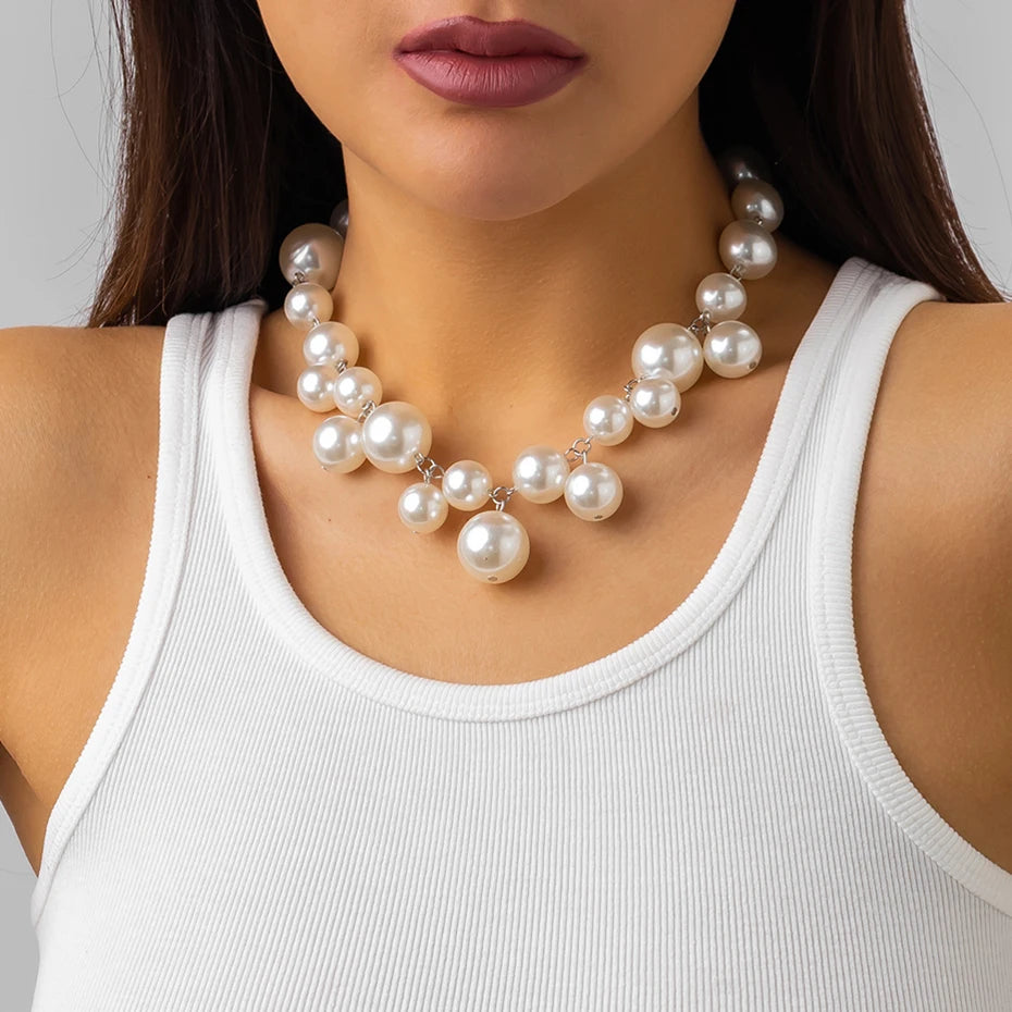 Exaggerated Acrylic CCB Big Ball Bead Chain Necklace for Women Wed Vintage Chunky Clavicle Chain Grunge Jewelry Steampunk Men