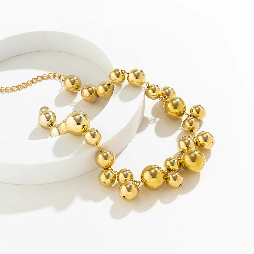 Exaggerated Acrylic CCB Big Ball Bead Chain Necklace for Women Wed Vintage Chunky Clavicle Chain Grunge Jewelry Steampunk Men