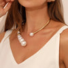 Exaggerated Pearl Necklace For Women Simple Versatile Golden Bead Opening Collar Exquisite Clavicle Korean  Jewelry Gifts
