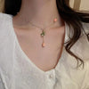 Exquisite Cherry Blossoms Flower Necklace For Women Crystal Zircon Rose Heart Butterfly Clavicle Chain Wedding Romantic Jewelry