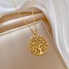 Exquisite Gold-plated Tree of Life Zircon Pendant Necklace for Women Charm Tree Stainless Steel necklace Birthday Party Jewelry