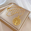 Exquisite Gold-plated Tree of Life Zircon Pendant Necklace for Women Charm Tree Stainless Steel necklace Birthday Party Jewelry