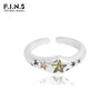 F.I.N.S Original Korean Style Woman Geometric Star Zircon Pure S925 Sterling Silver Rings   Pentegram Open Finger  Jewelry