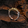 F.I.N.S S925 Sterling Silver Gold Tangcao Pattern Movable Beads Open Ring Retro Old Adjustable Relief Carved Finger Fine Jewelry