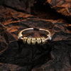 F.I.N.S S925 Sterling Silver Gold Tangcao Pattern Movable Beads Open Ring Retro Old Adjustable Relief Carved Finger Fine Jewelry
