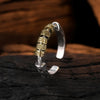 F.I.N.S S925 Sterling Silver Gold Tangcao Pattern Movable Beads Open Ring Retro Old Adjustable Relief Carved Finger Fine Jewelry
