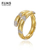 F.I.N.S S925 Sterling Silver Snake Arrow Zirconia Ring Open Retro Punk Gold Adjustable Index Mid Finger  Fine Jewelry