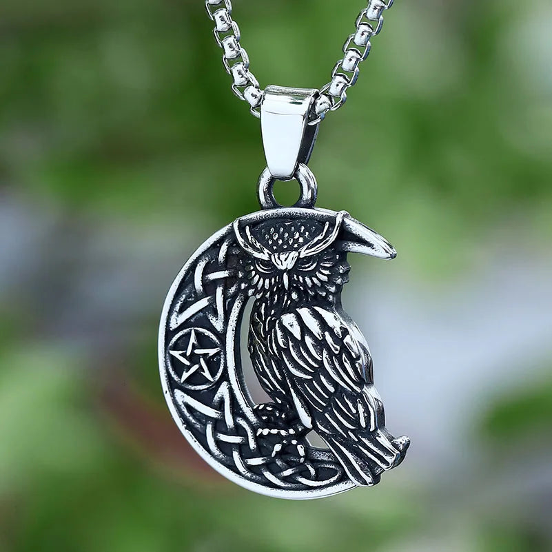 316L Stainless Steel Creativity Retro Exquisite Barn Owl 3D Animal Necklace Charm Party Jewelry Accessories Gift
