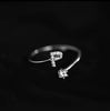 925 Sterling Silver 26 Letter Ring Sparkling Diamond Zircon Open Ring Index Finger Your Name Ring Birthday Party Jewelry