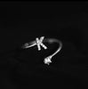 925 Sterling Silver 26 Letter Ring Sparkling Diamond Zircon Open Ring Index Finger Your Name Ring Birthday Party Jewelry