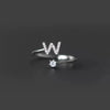 925 Sterling Silver 26 Letter Ring Sparkling Diamond Zircon Open Ring Index Finger Your Name Ring Birthday Party Jewelry