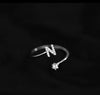 925 Sterling Silver 26 Letter Ring Sparkling Diamond Zircon Open Ring Index Finger Your Name Ring Birthday Party Jewelry