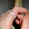 Aesthetic White Dropped Glaze Lucky Star Rings for Women Creative Hollow Star Water Rhinestone Opening Ring Jewelry Gift