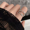 Aesthetic White Dropped Glaze Lucky Star Rings for Women Creative Hollow Star Water Rhinestone Opening Ring Jewelry Gift