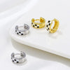 Black and White Checkerboard Hoop Earrings for Women 2022 Trend Twist Metal Circle Geometric Round Earring Party Jewelry