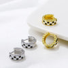 Black and White Checkerboard Hoop Earrings for Women 2022 Trend Twist Metal Circle Geometric Round Earring Party Jewelry