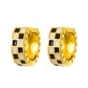 Black and White Checkerboard Hoop Earrings for Women 2022 Trend Twist Metal Circle Geometric Round Earring Party Jewelry