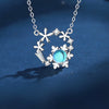 Blue Snowflake Flower Pendant Choker Necklace for Women's Zircon  Year Gift Party Festival Clavicle Chain Jewelry