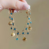 Blue Zircon Gold Color Shell Pendant Necklace Summer Beach Accessories Set Shiny Shell Double Layered Bracelet for Women