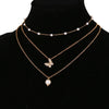 Butterfly Crystal Pearl Pendant Necklace Statement Clavicle Pearl Chain Layered Necklace Trend Butterfly Collar Jewelry