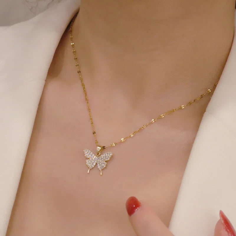 Choker Necklace for Women Silver Color Butterfly Short Gift Necklace Geometric Neck Jewelry