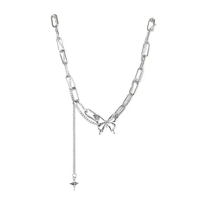 Choker Necklace for Women Silver Color Butterfly Short Gift Necklace Geometric Neck Jewelry