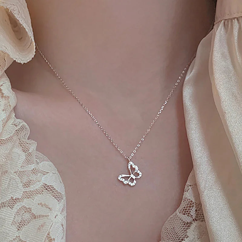 Choker Necklace for Women Silver Color Butterfly Short Gift Necklace Geometric Neck Jewelry