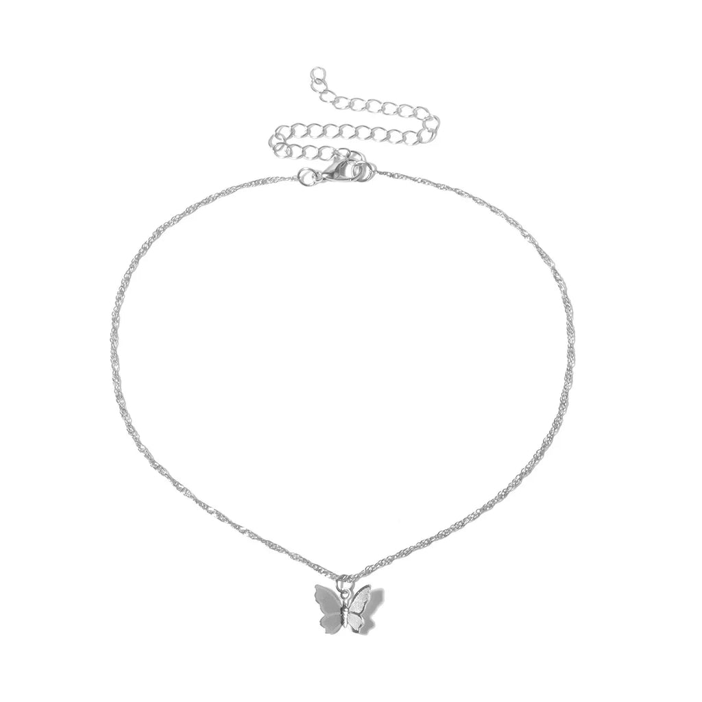 Choker Necklace for Women Silver Color Butterfly Short Gift Necklace Geometric Neck Jewelry