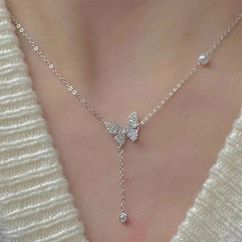 Choker Necklace for Women Silver Color Butterfly Short Gift Necklace Geometric Neck Jewelry