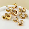 Chunky C Shape Twisted Hoop Earrings for Women Stainless Steel Thick Geometric Earring Punk Hiphop Jewelry Brincos 2024