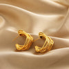 Chunky C Shape Twisted Hoop Earrings for Women Stainless Steel Thick Geometric Earring Punk Hiphop Jewelry Brincos 2024