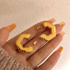 Chunky C Shape Twisted Hoop Earrings for Women Stainless Steel Thick Geometric Earring Punk Hiphop Jewelry Brincos 2024