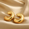 Chunky C Shape Twisted Hoop Earrings for Women Stainless Steel Thick Geometric Earring Punk Hiphop Jewelry Brincos 2024