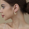 Chunky C Shape Twisted Hoop Earrings for Women Stainless Steel Thick Geometric Earring Punk Hiphop Jewelry Brincos 2024