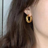Chunky C Shape Twisted Hoop Earrings for Women Stainless Steel Thick Geometric Earring Punk Hiphop Jewelry Brincos 2024