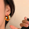 Chunky C Shape Twisted Hoop Earrings for Women Stainless Steel Thick Geometric Earring Punk Hiphop Jewelry Brincos 2024