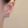 Colored Rhinestone Cartilage Earring Piercing Aesthetic Crystal Earrings for Women Cool Daily Wear Jewelry Gifts New