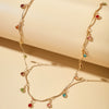 Colorful Crystal Clavicle Choker Necklace for Women Round Rhinestone Beads Gold Color Chains Jewelry on the Neck