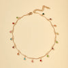 Colorful Crystal Clavicle Choker Necklace for Women Round Rhinestone Beads Gold Color Chains Jewelry on the Neck