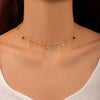 Colorful Crystal Clavicle Choker Necklace for Women Round Rhinestone Beads Gold Color Chains Jewelry on the Neck