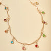 Colorful Crystal Clavicle Choker Necklace for Women Round Rhinestone Beads Gold Color Chains Jewelry on the Neck